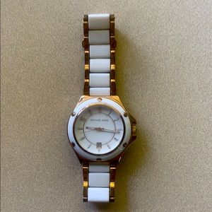 Michael Kors rose gold and white watch